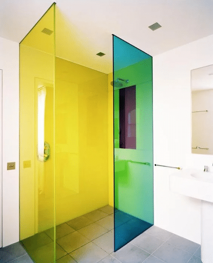 Tinted glass used on a bathroom door